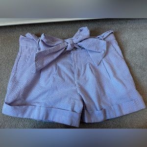 Purple seersucker shorts with bow